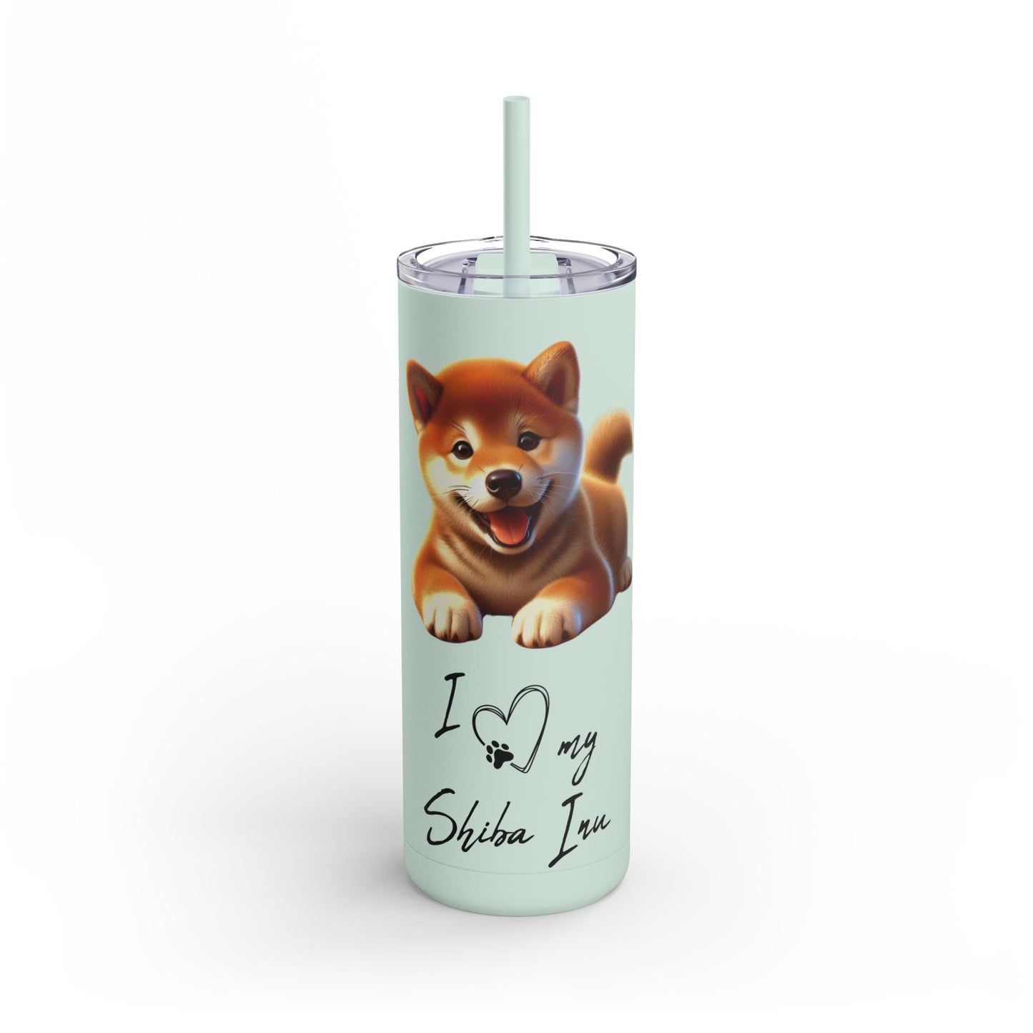 I Heart My Shiba Inu Skinny Matte Tumbler – Dog Lover's Stainless Steel Travel Mug