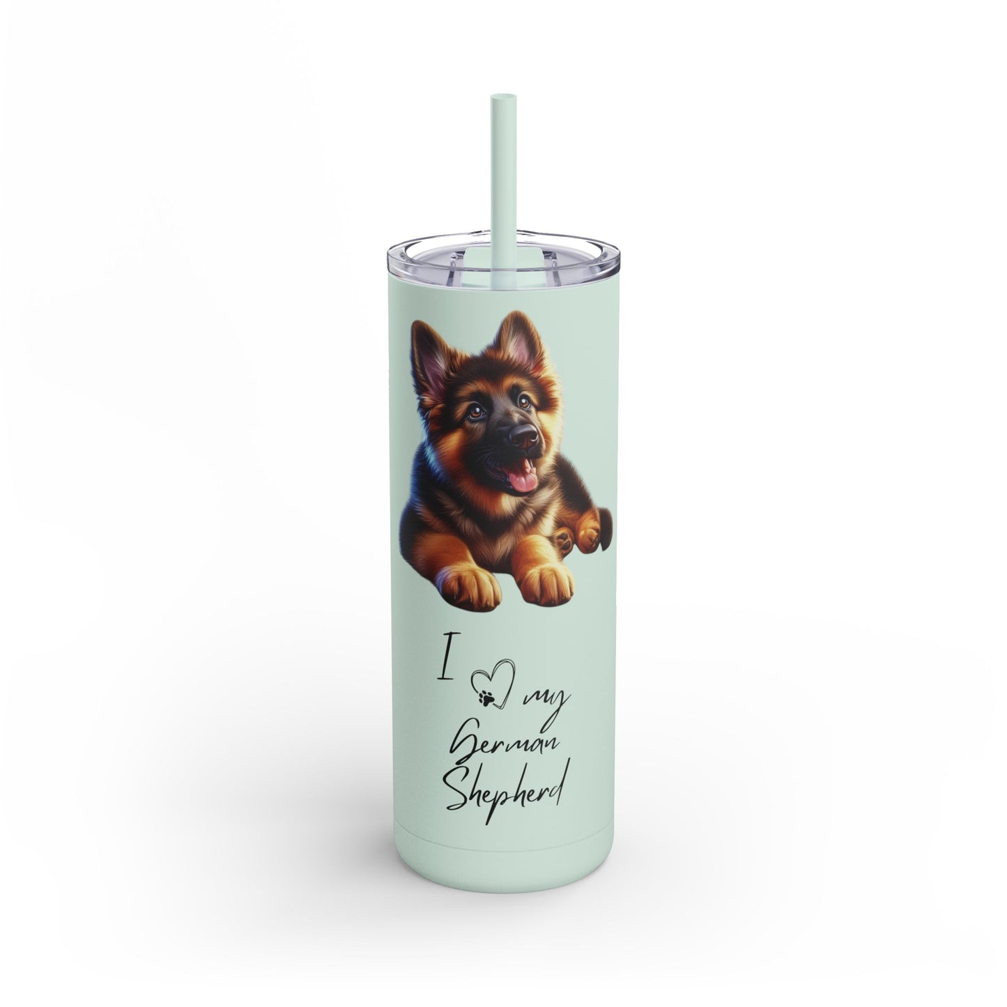 I Heart My German Shepherd Skinny Matte Tumbler - BellaBoo & Co