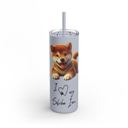 I Heart My Shiba Inu Skinny Matte Tumbler – Dog Lover's Stainless Steel Travel Mug