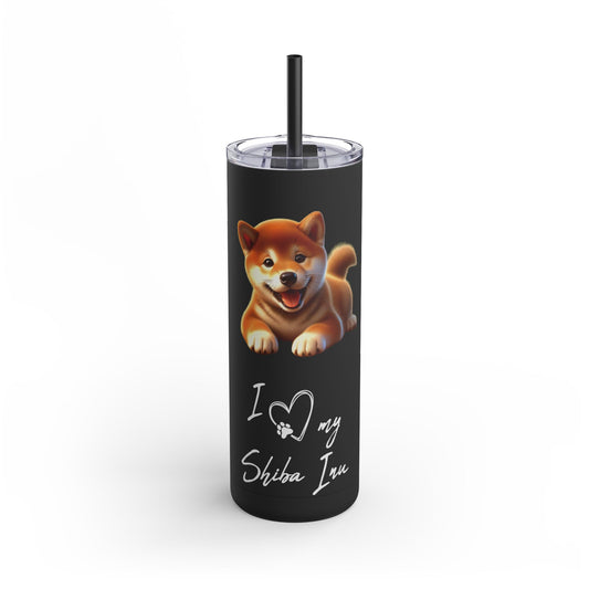 I Heart My Shiba Inu Skinny Matte Tumbler – Dog Lover's Stainless Steel Travel Mug