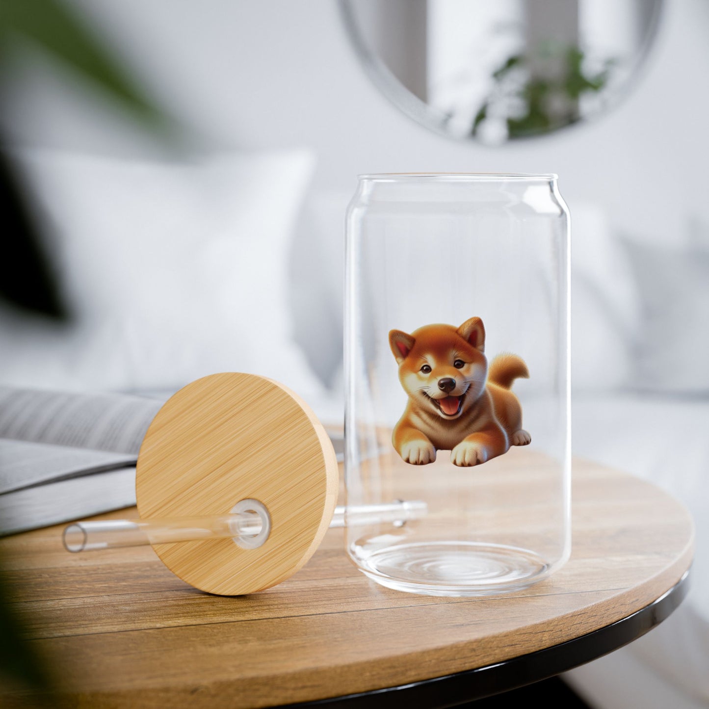 Shiba Inu Sipper Glass – 16oz Cute Dog-Themed Drinkware