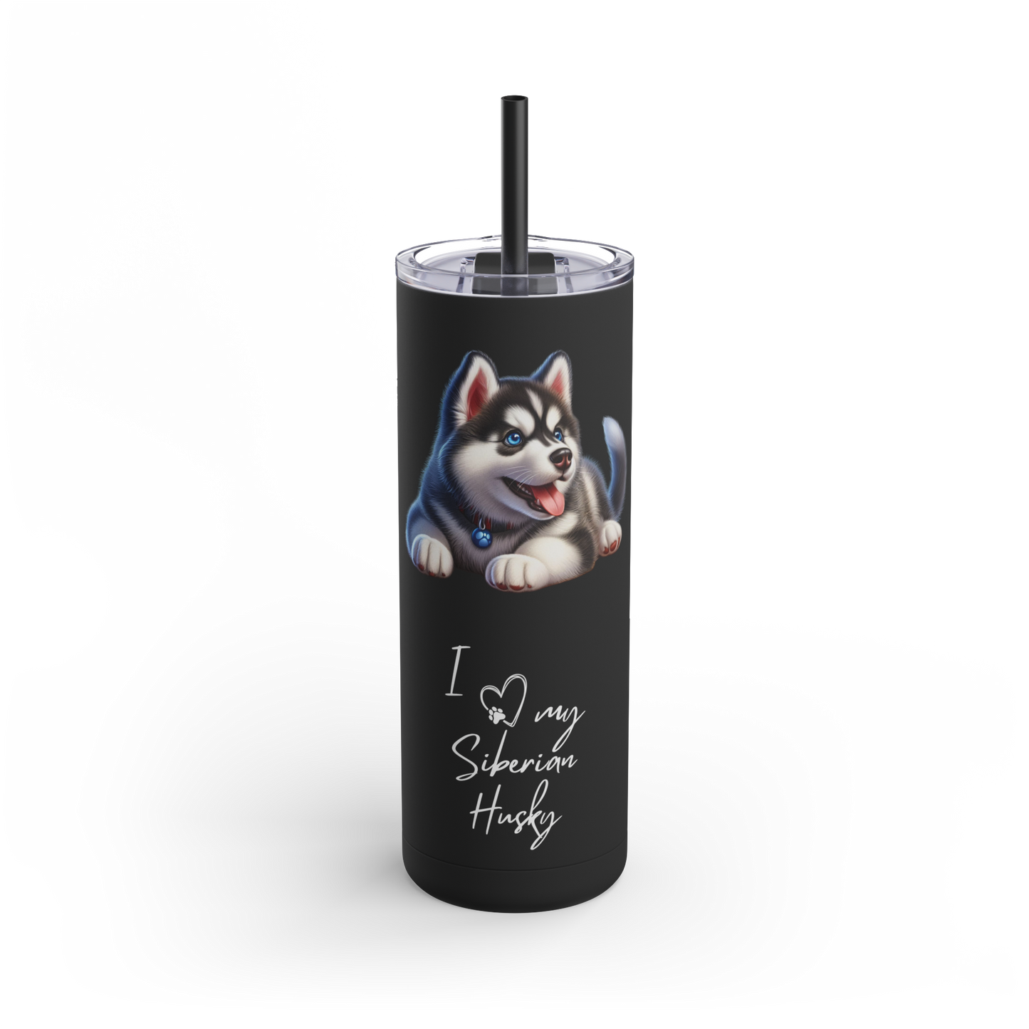 I Heart My Siberian Husky Skinny Matte Tumbler