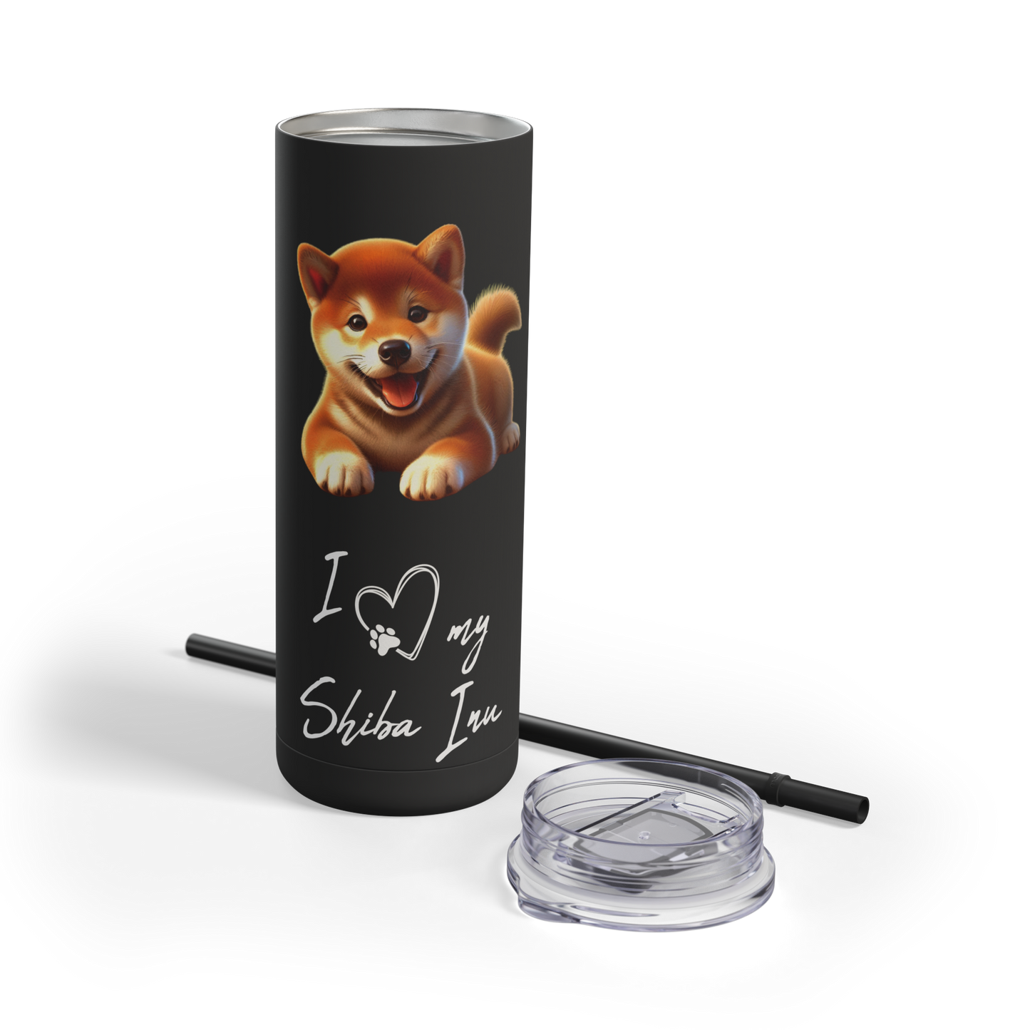 I Heart My Shiba Inu Skinny Matte Tumbler for Dog Lovers