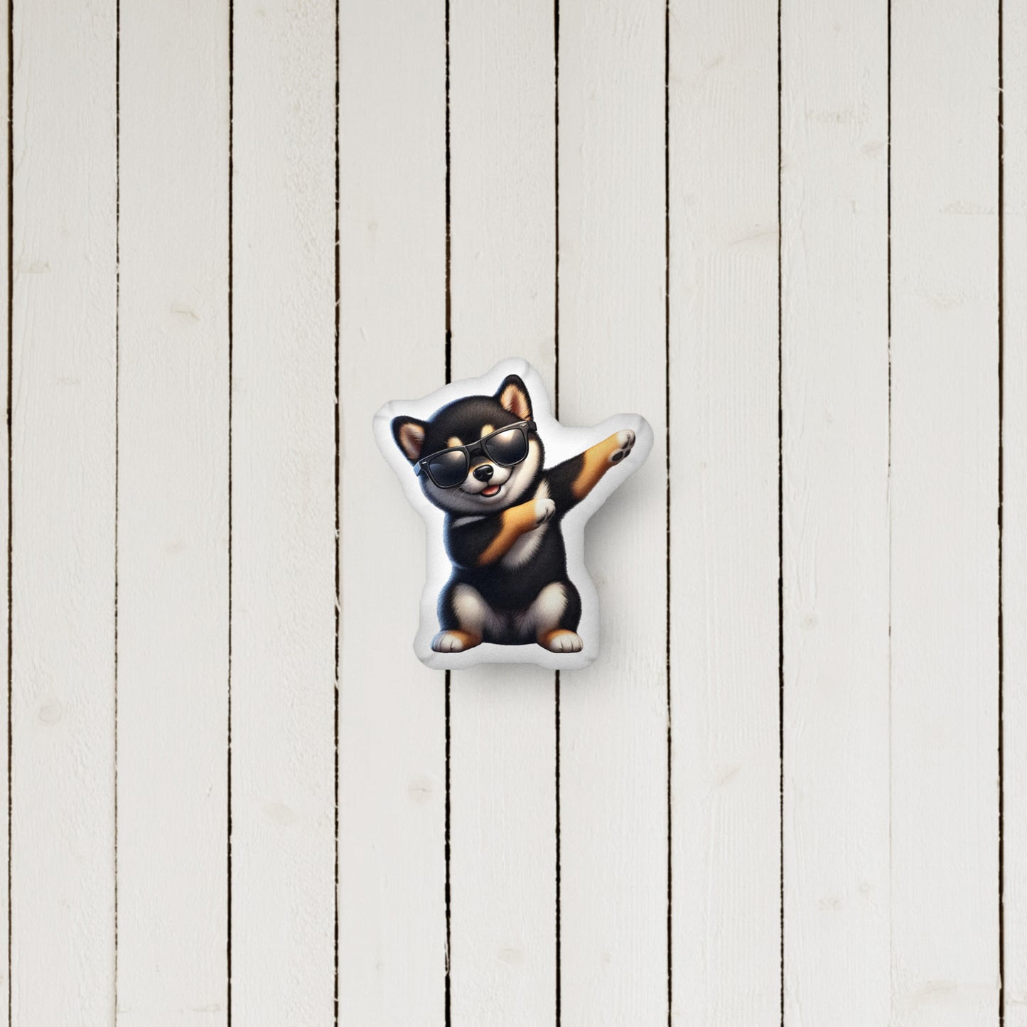 Cozy Black & Tan Shiba Inu, Dab Dance - Soft, Custom-Shaped Pillow