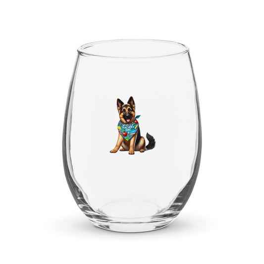 German Shepherd Stemless Wine Glass - World Teacher's Day