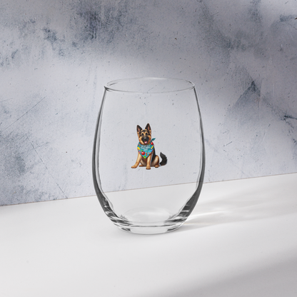 German Shepherd Stemless Wine Glass - World Teacher's Day