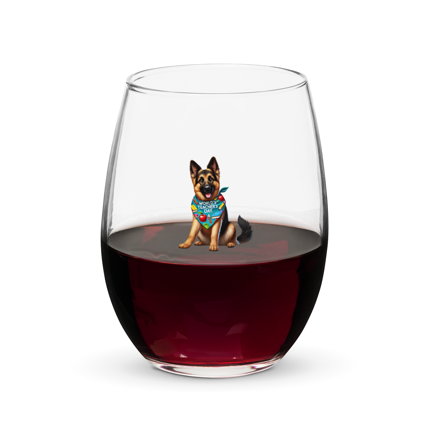 German Shepherd Stemless Wine Glass - World Teacher's Day