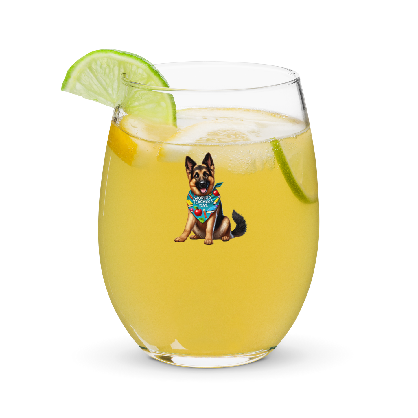 German Shepherd Stemless Wine Glass - World Teacher's Day