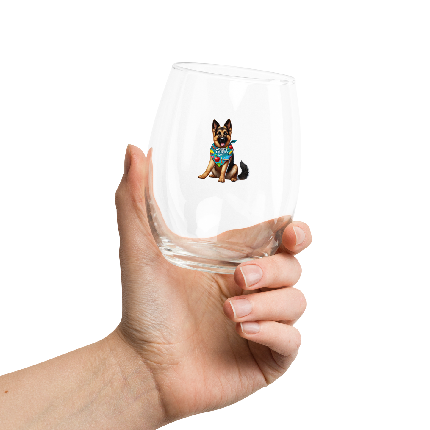 German Shepherd Stemless Wine Glass - World Teacher's Day