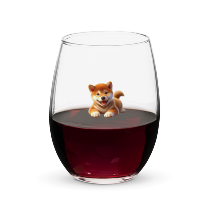 Shiba Inu Stemless Wine Glass