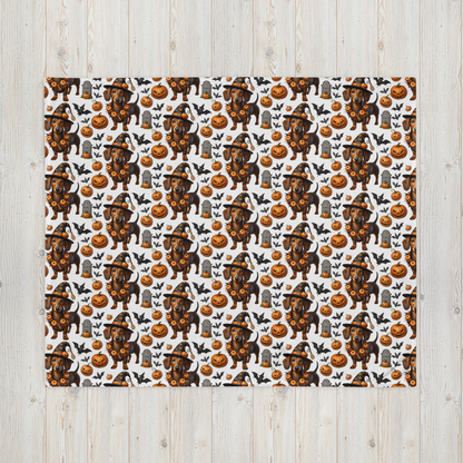 Cute Halloween Dachshund Throw Blanket - Cozy & Stylish Halloween Home Decor