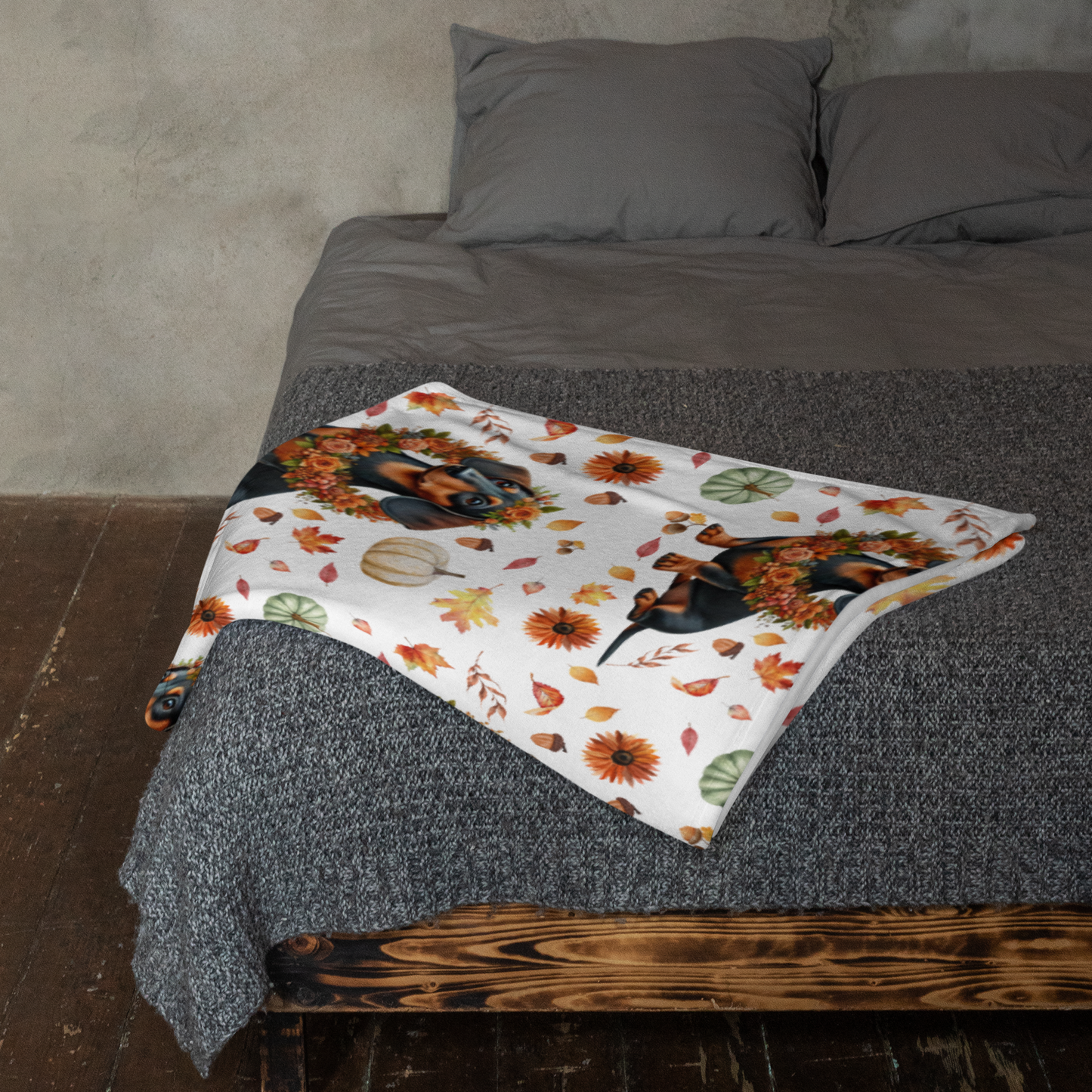 Dachshund Autumn Throw Blanket – Cozy & Stylish Fall Home Decor