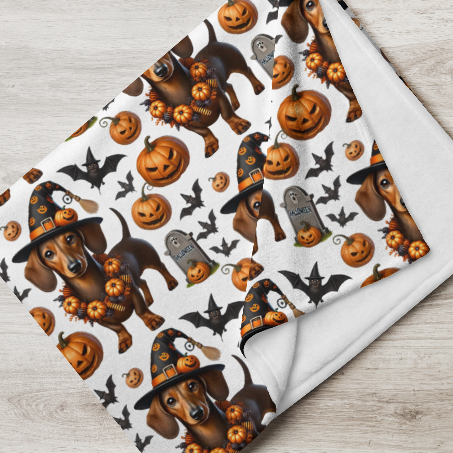 Cute Halloween Dachshund Throw Blanket - Cozy & Stylish Halloween Home Decor