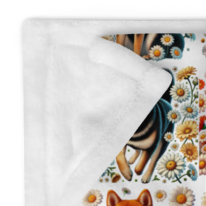 Shiba Inu & Daisy Throw Blanket – Cozy and Stylish Home Decor