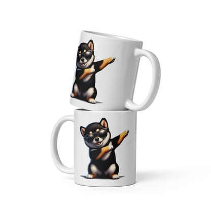 Playful Black & Tan Shiba Inu Dab Mug