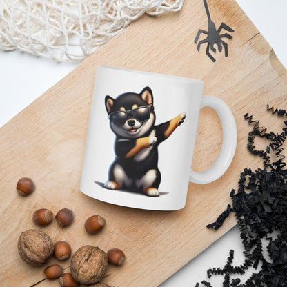 Playful Black & Tan Shiba Inu Dab Mug