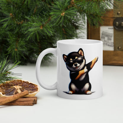 Playful Black & Tan Shiba Inu Dab Mug