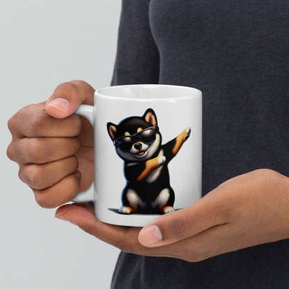 Playful Black & Tan Shiba Inu Dab Mug