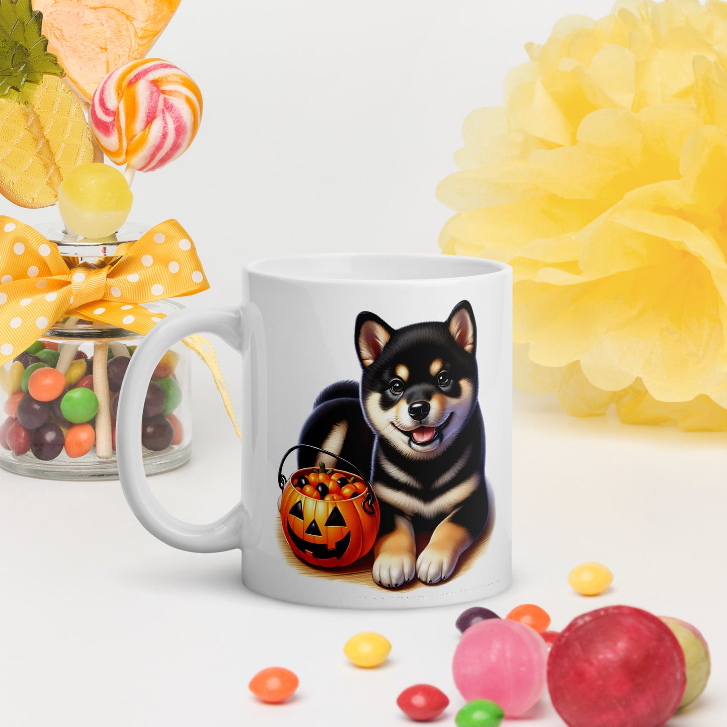 Black & Tan Shiba Inu Halloween Puppy Mug