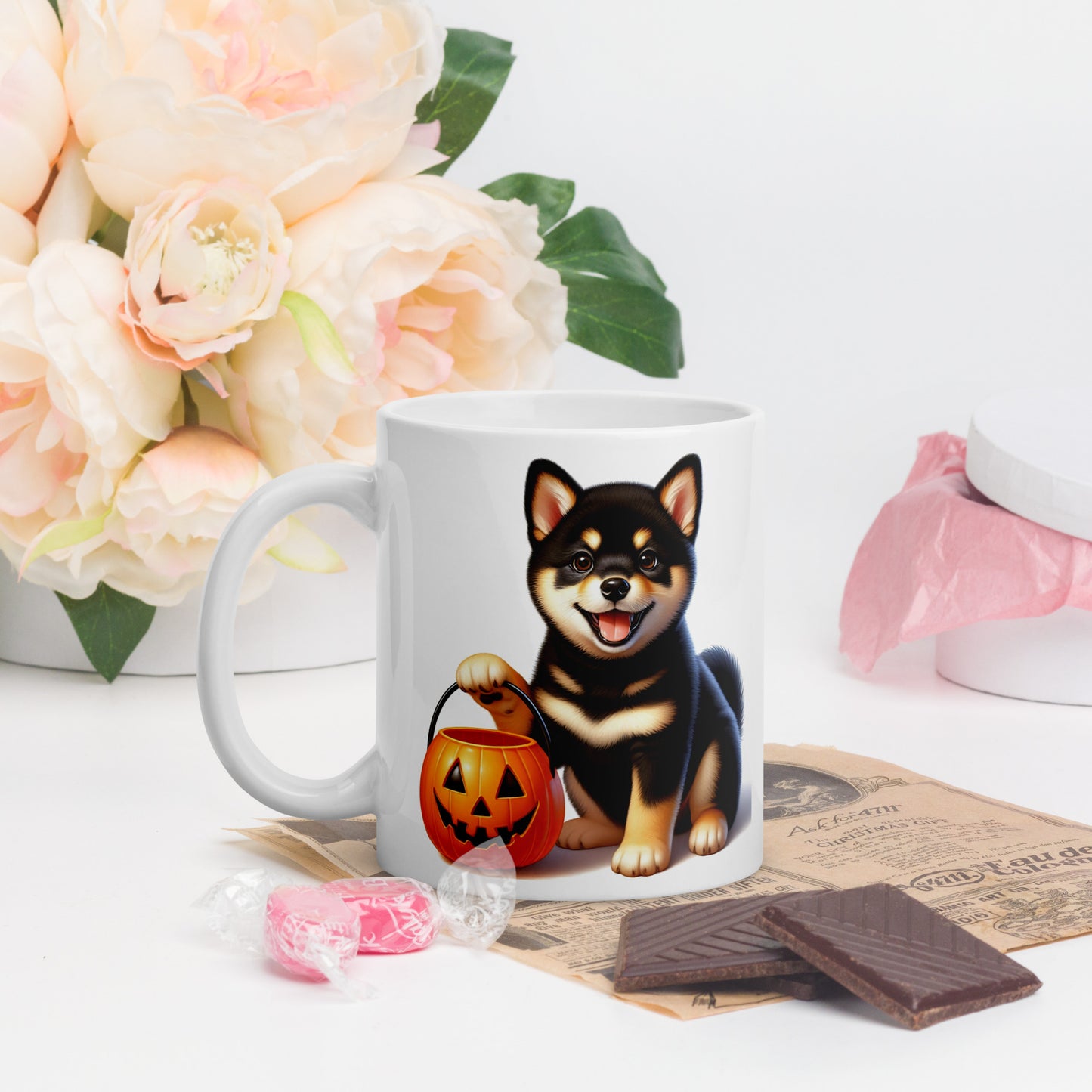 Black & Tan Shiba Inu Halloween Puppy Mug