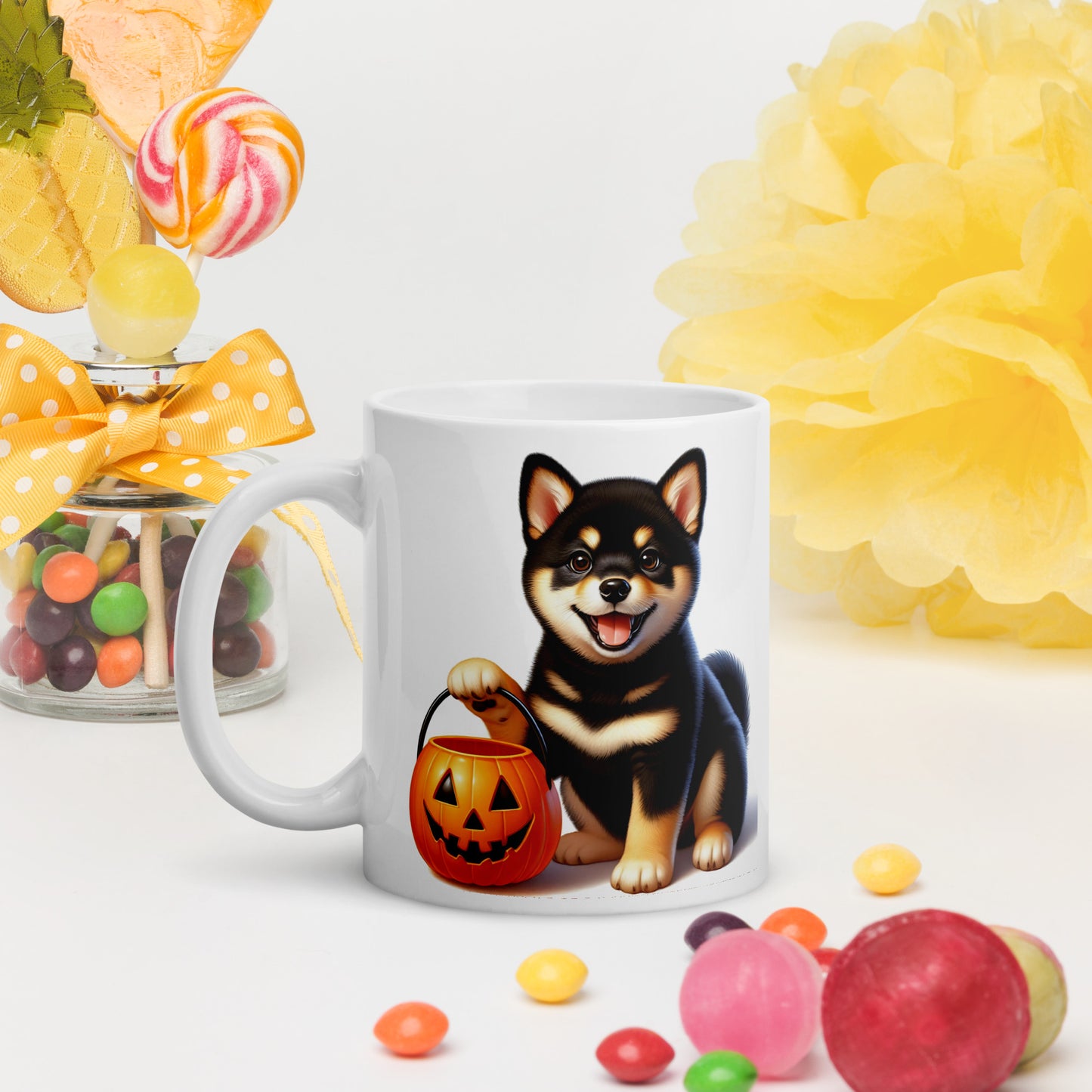 Black & Tan Shiba Inu Halloween Puppy Mug