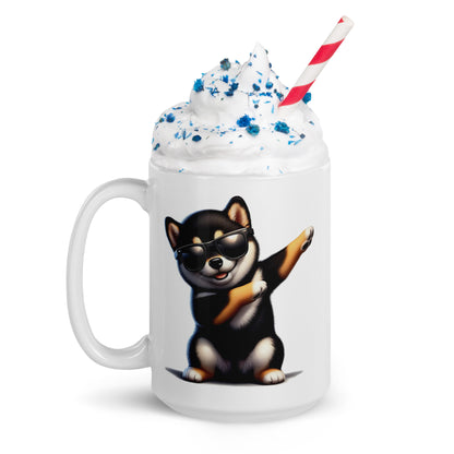 Playful Black & Tan Shiba Inu Dab Mug