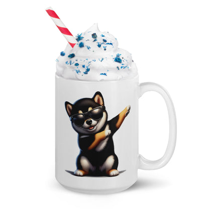 Playful Black & Tan Shiba Inu Dab Mug