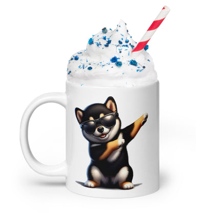 Playful Black & Tan Shiba Inu Dab Mug