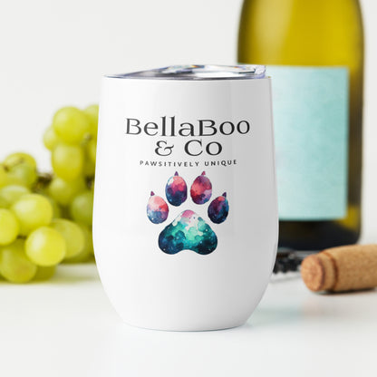 BellaBoo & Co Pawsitively Unique Logo Wine Tumbler – Stylish & Durable Drinkware