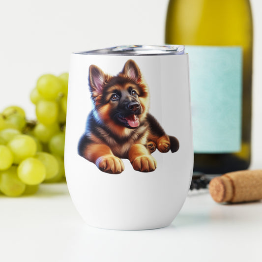 German Shepherd Stainless Steel Wine Tumbler – 12oz Insulated, Double-Wall for Perfect Temperature