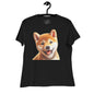 Shiba Inu Women's Relaxed Black T-Shirt – Ultra-Soft, Effortless Style