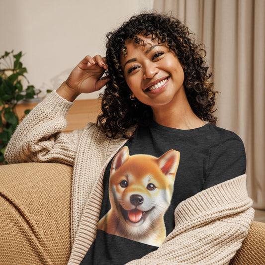 Shiba Inu Women's Relaxed Charcoal T-Shirt - Ultra-Soft, Effortless Style